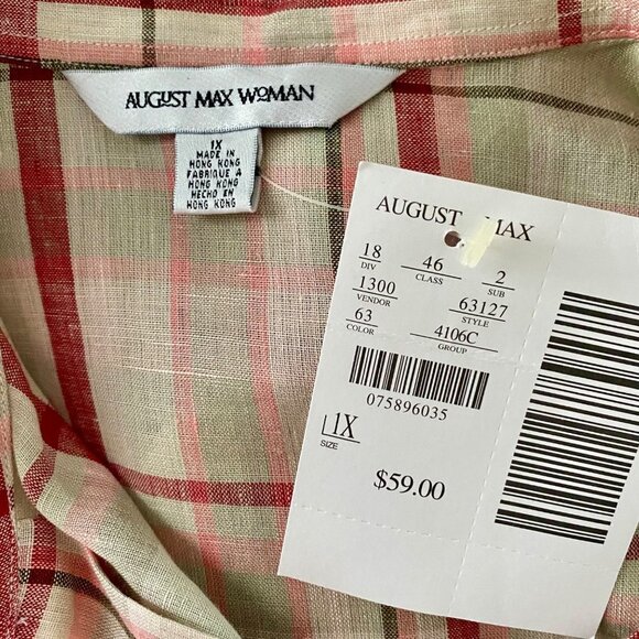August Max Women's Linen Long Sleeve Button Up Shirt Size 1X NEW NWT - Picture 7 of 9
